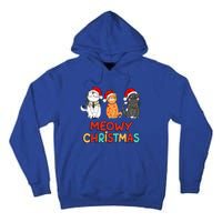 Meowy Christmas Funny Kitten Cat Kitty Lights Xmas Cute Gift Tall Hoodie