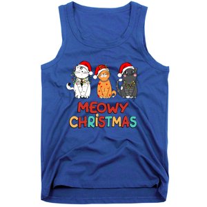 Meowy Christmas Funny Kitten Cat Kitty Lights Xmas Cute Gift Tank Top