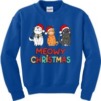 Meowy Christmas Funny Kitten Cat Kitty Lights Xmas Cute Gift Kids Sweatshirt