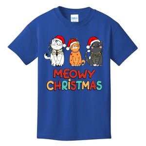 Meowy Christmas Funny Kitten Cat Kitty Lights Xmas Cute Gift Kids T-Shirt