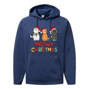 Meowy Christmas Funny Kitten Cat Kitty Lights Xmas Cute Gift Performance Fleece Hoodie