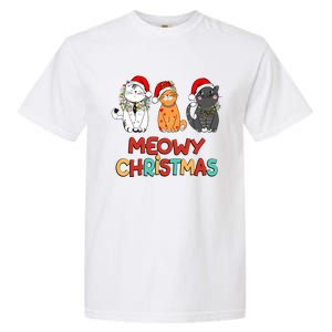 Meowy Christmas Funny Kitten Cat Kitty Lights Xmas Cute Gift Garment-Dyed Heavyweight T-Shirt