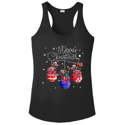 Merry Christmas Flamingo Christmas Ball Motif Christmas Ladies PosiCharge Competitor Racerback Tank