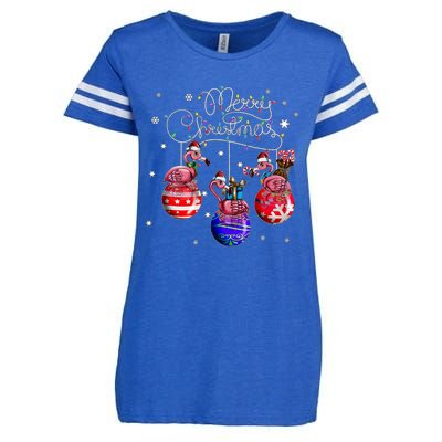 Merry Christmas Flamingo Christmas Ball Motif Christmas Enza Ladies Jersey Football T-Shirt