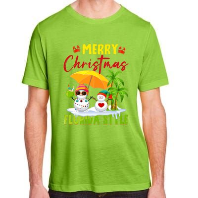 Merry Christmas Florida Style Snowman Summer Vacation Adult ChromaSoft Performance T-Shirt