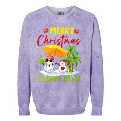 Merry Christmas Florida Style Snowman Summer Vacation Colorblast Crewneck Sweatshirt