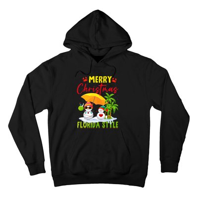 Merry Christmas Florida Style Snowman Summer Vacation Hoodie