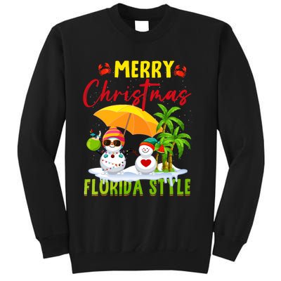 Merry Christmas Florida Style Snowman Summer Vacation Sweatshirt