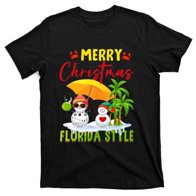 Merry Christmas Florida Style Snowman Summer Vacation T-Shirt