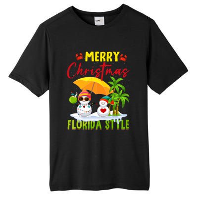 Merry Christmas Florida Style Snowman Summer Vacation Tall Fusion ChromaSoft Performance T-Shirt