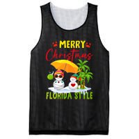 Merry Christmas Florida Style Snowman Summer Vacation Mesh Reversible Basketball Jersey Tank