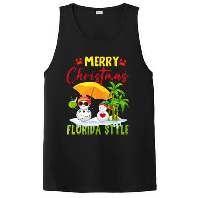 Merry Christmas Florida Style Snowman Summer Vacation PosiCharge Competitor Tank