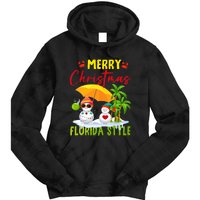 Merry Christmas Florida Style Snowman Summer Vacation Tie Dye Hoodie