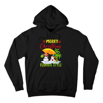 Merry Christmas Florida Style Snowman Summer Vacation Tall Hoodie