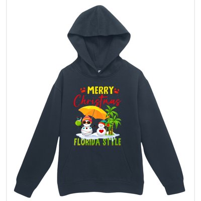 Merry Christmas Florida Style Snowman Summer Vacation Urban Pullover Hoodie