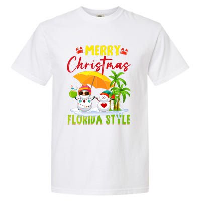 Merry Christmas Florida Style Snowman Summer Vacation Garment-Dyed Heavyweight T-Shirt