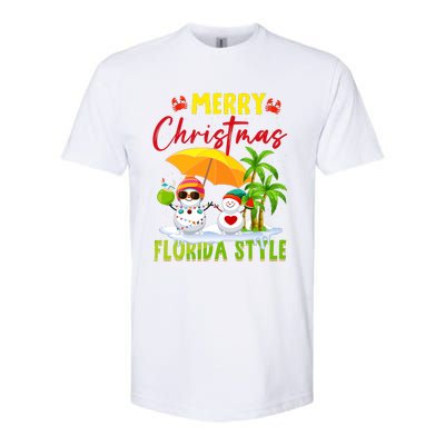 Merry Christmas Florida Style Snowman Summer Vacation Softstyle CVC T-Shirt