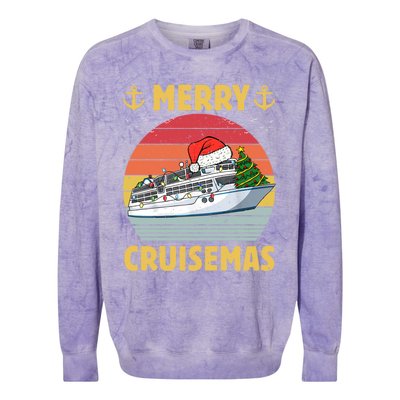 Merry Cruisemas Funny Cruise Ship Family Christmas Vintage Funny Gift Colorblast Crewneck Sweatshirt