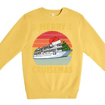 Merry Cruisemas Funny Cruise Ship Family Christmas Vintage Funny Gift Premium Crewneck Sweatshirt