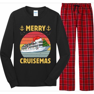 Merry Cruisemas Funny Cruise Ship Family Christmas Vintage Funny Gift Long Sleeve Pajama Set