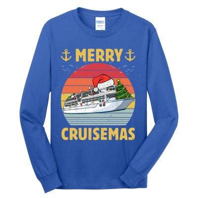 Merry Cruisemas Funny Cruise Ship Family Christmas Vintage Funny Gift Tall Long Sleeve T-Shirt