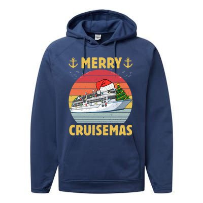 Merry Cruisemas Funny Cruise Ship Family Christmas Vintage Funny Gift Performance Fleece Hoodie