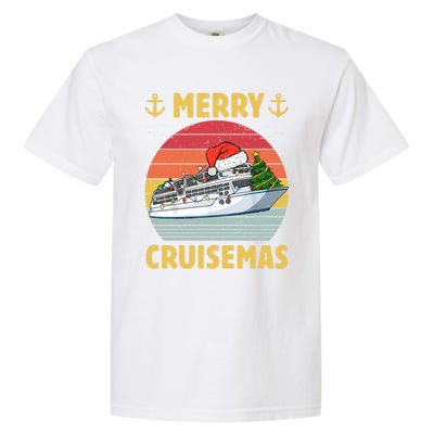 Merry Cruisemas Funny Cruise Ship Family Christmas Vintage Funny Gift Garment-Dyed Heavyweight T-Shirt