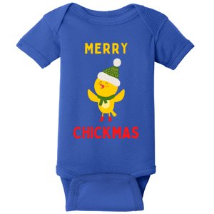 Merry Chickmas Funny Christmas Farm Animal Pun Cute Xmas Funny Gift Baby Bodysuit