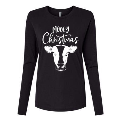 Mooey Christmas Funny Christmas Cow Gift Womens Cotton Relaxed Long Sleeve T-Shirt