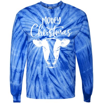 Mooey Christmas Funny Christmas Cow Gift Tie-Dye Long Sleeve Shirt