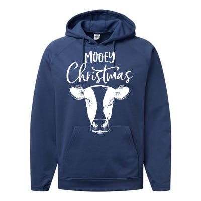 Mooey Christmas Funny Christmas Cow Gift Performance Fleece Hoodie