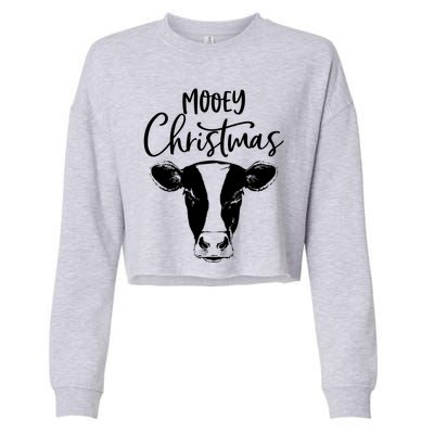 Mooey Christmas Funny Christmas Cow Gift Cropped Pullover Crew