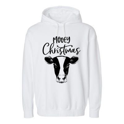 Mooey Christmas Funny Christmas Cow Gift Garment-Dyed Fleece Hoodie