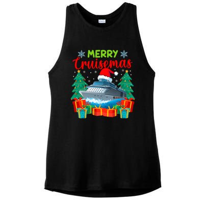 Merry Cruisemas Family Cruise Christmas Funny Boat Trip Ladies PosiCharge Tri-Blend Wicking Tank