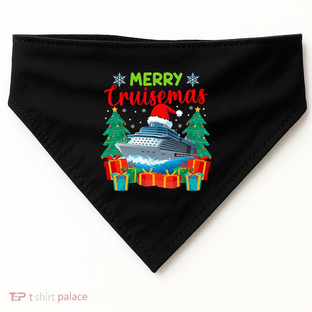 Merry Cruisemas Family Cruise Christmas Funny Boat Trip USA-Made Doggie Bandana