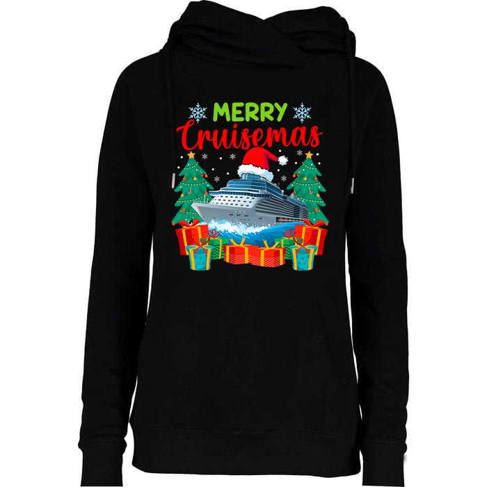 Merry Cruisemas Family Cruise Christmas Funny Boat Trip Womens Funnel Neck Pullover Hood