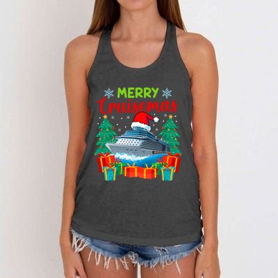 Merry Cruisemas Family Cruise Christmas Funny Boat Trip Women's Knotted Racerback Tank