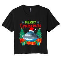 Merry Cruisemas Family Cruise Christmas Funny Boat Trip Women's Crop Top Tee