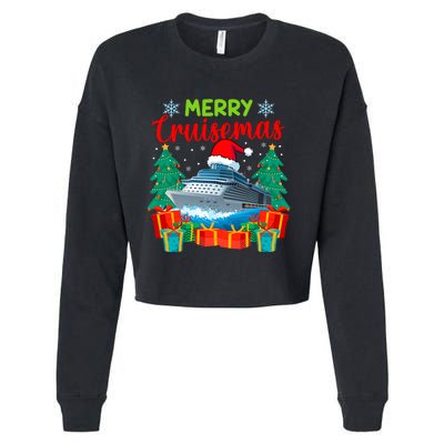 Merry Cruisemas Family Cruise Christmas Funny Boat Trip Cropped Pullover Crew