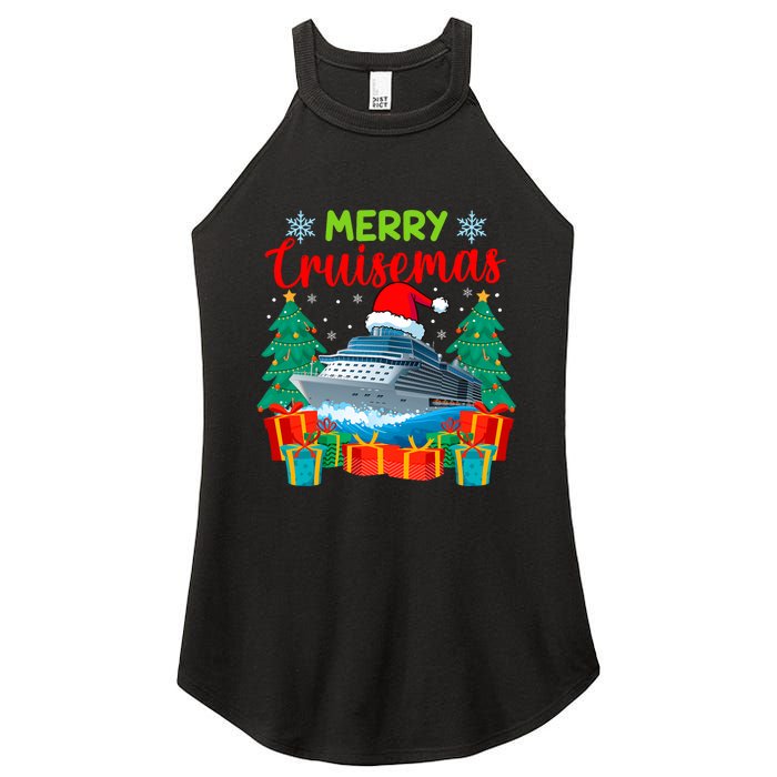 Merry Cruisemas Family Cruise Christmas Funny Boat Trip Women's Perfect Tri Rocker Tank