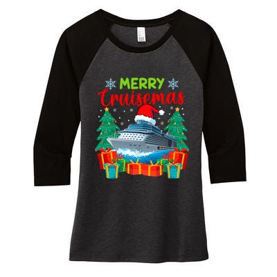 Merry Cruisemas Family Cruise Christmas Funny Boat Trip Women's Tri-Blend 3/4-Sleeve Raglan Shirt