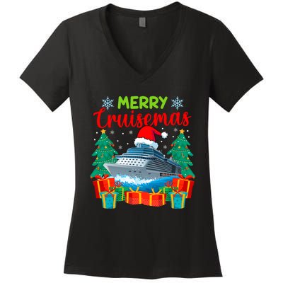 Merry Cruisemas Family Cruise Christmas Funny Boat Trip Women's V-Neck T-Shirt