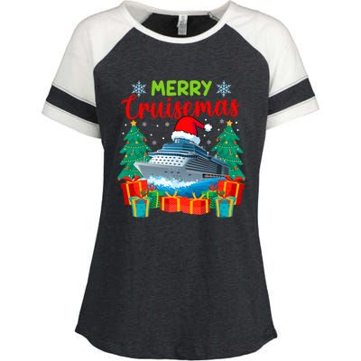 Merry Cruisemas Family Cruise Christmas Funny Boat Trip Enza Ladies Jersey Colorblock Tee