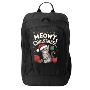 Meowy Christmas Funny Cat Lover Cat Dad Cat Mom Santa Claus Great Gift City Backpack