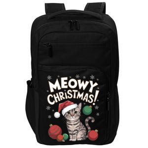 Meowy Christmas Funny Cat Lover Cat Dad Cat Mom Santa Claus Great Gift Impact Tech Backpack