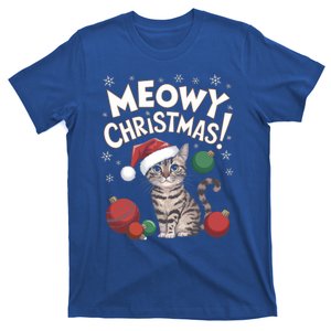 Meowy Christmas Funny Cat Lover Cat Dad Cat Mom Santa Claus Great Gift T-Shirt