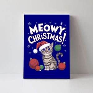 Meowy Christmas Funny Cat Lover Cat Dad Cat Mom Santa Claus Great Gift Canvas