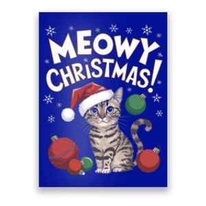 Meowy Christmas Funny Cat Lover Cat Dad Cat Mom Santa Claus Great Gift Poster