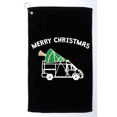 Merry Christmas Funny Camper Van Life Christmas Gift Platinum Collection Golf Towel