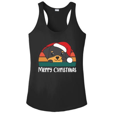 Merry Christmas Funny Rottweiler Christmas Gift Ladies PosiCharge Competitor Racerback Tank